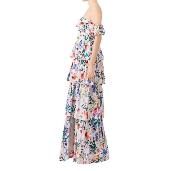 Amanda Uprichard Floral Ruffle Venezia Gown Size Small - Picture 3 of 8